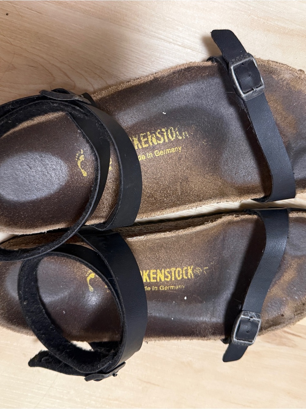 Birkenstock Black Adjustable Leather Footbed Sandals